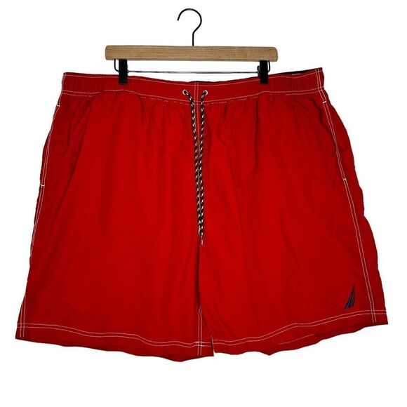 Nautica Mens Big & Tall Deck Swim Trunk Quick Dry Sz 3XL Red Logo - Picture 3 of 7